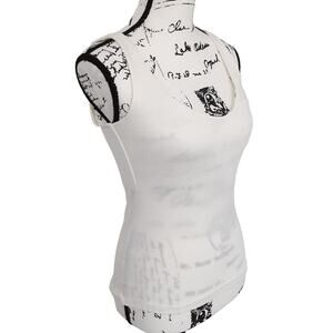 Vintage 80s Michael Stars Reversible White Stretch Tank Top V Neck Scoop Neck